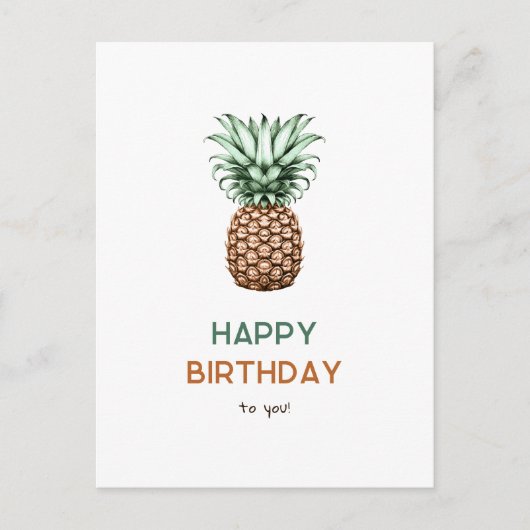 Gelukkige verjaardag met  retro ananas briefkaart (Voorkant)