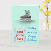 Gelukkige Verjaardag met rollerblade schaatsen Kaart (Gele Bloem)