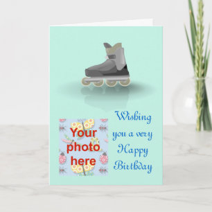Gelukkige Verjaardag met rollerblade schaatsen Kaart