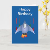 Gelukkige Verjaardag met ruimteschip raket voor jo Kaart (Gele Bloem)