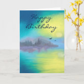 Gelukkige verjaardag met Schilderachtig landschap Kaart (Gele Bloem)