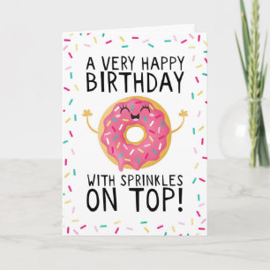 Gelukkige verjaardag met sprenkelingen op donut kaart