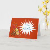 Gelukkige verjaardag met trompet en streamers kaart (Gele Bloem)