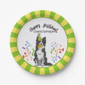 Gelukkige verjaardag met uw grenskolonie Dog Party Papieren Bordje (Voorkant)