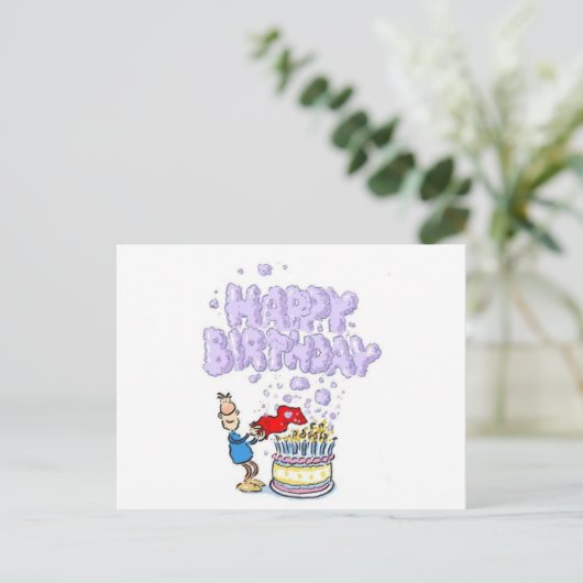 Gelukkige Verjaardag met verjaardagstaart kaarsen Briefkaart (Staand voorkant)