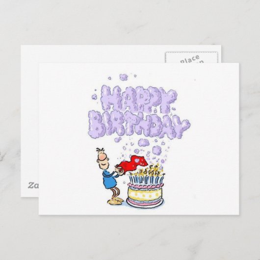 Gelukkige Verjaardag met verjaardagstaart kaarsen Briefkaart (Voorkant / Achterkant)