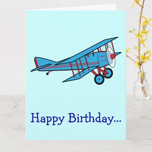 Gelukkige Verjaardag met Vliegtuig van de Hele Ben Kaart (Gele Bloem)