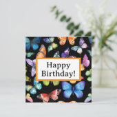 Gelukkige verjaardag met vlinders kaart (Staand voorkant)