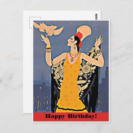 Gelukkige verjaardag met vrouw uit Spanje Briefkaart (Voorkant / Achterkant)