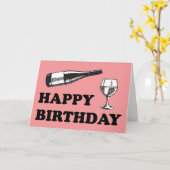 Gelukkige verjaardag met wijn kaart (Gele Bloem)