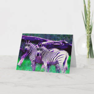 Gelukkige Verjaardag met Zebra's met een zonnebril Kaart