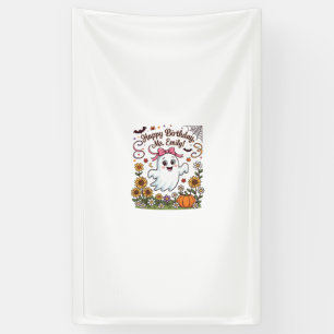 Gelukkige verjaardag mevrouw Emily Halloween Geest Spandoek