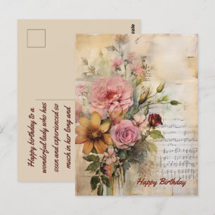 Gelukkige Verjaardag Mevrouw Grunge Bloem 17 Briefkaart