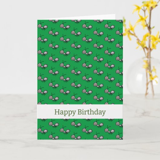 Gelukkige Verjaardag (mierenpatroon) Kaart (Gele Bloem)