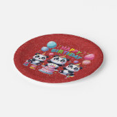 Gelukkige verjaardag, mijn drie panda's, papieren bordje (Gekanteld)