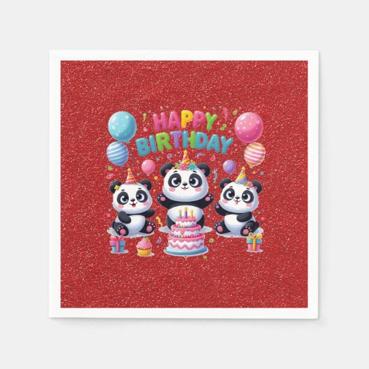 Gelukkige verjaardag, mijn drie panda's, servet (Voorkant)