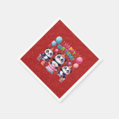 Gelukkige verjaardag, mijn drie panda's, servet (Hoek)