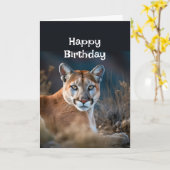 Gelukkige Verjaardag Mijn Mooie Cougar Dierenpret Kaart (Gele Bloem)
