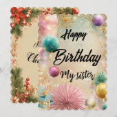 Gelukkige Verjaardag mijn zusterkaart Kaart (Voorkant / Achterkant)