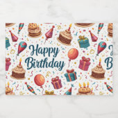 Gelukkige Verjaardag Mini Wijnfles Label met Ballo Likeurfles Etiket (Enkel label)