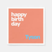 Gelukkige verjaardag minimale moderne perzik parti servet (Voorkant)