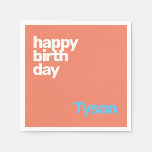 Gelukkige verjaardag minimale moderne perzik parti servet (Voorkant)