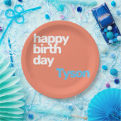 Gelukkige verjaardag minimale perzik modern feestp papieren bordje (Feest)