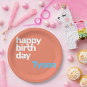 Gelukkige verjaardag minimale perzik modern feestp papieren bordje (Feest)