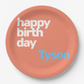 Gelukkige verjaardag minimale perzik modern feestp papieren bordje (Voorkant)
