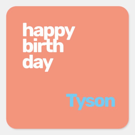 Gelukkige verjaardag minimale roze modern feest vierkante sticker (Voorkant)