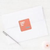 Gelukkige verjaardag minimale roze modern feest vierkante sticker (Envelop)