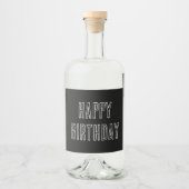 Gelukkige Verjaardag Minimalist Modern Zwart Wit Likeurfles Etiket (Voorkant)