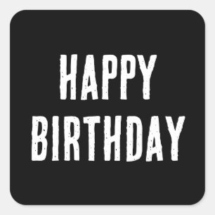 Gelukkige Verjaardag Minimalist Zwart Wit Modern C Vierkante Sticker