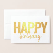 Gelukkige Verjaardag Modern Brush Script Foto Folie Kaarten (Voorkant met envelop)