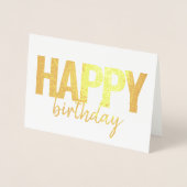 Gelukkige Verjaardag Modern Brush Script Foto Folie Kaarten (Voorkant)