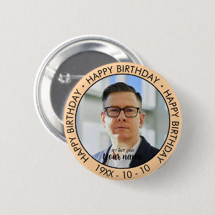 Gelukkige Verjaardag Modern Eenvoudig Aangepaste F Ronde Button 5,7 Cm