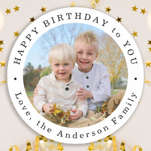 Gelukkige Verjaardag Modern Eenvoudig Mooie Aangep Ronde Sticker
