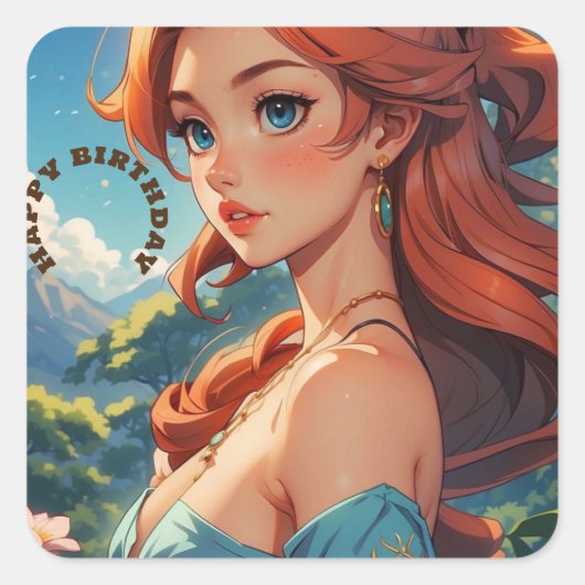 Gelukkige Verjaardag Modern Eenvoudig Vierkante Sticker (Voorkant)