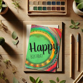 Gelukkige Verjaardag Modern Kleurrijk Eenvoudig Kaart