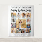 Gelukkige Verjaardag Modern Photo Collage Party Si Wandkleed (Voorkant)