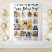 Gelukkige Verjaardag Modern Photo Collage Party Si Wandkleed