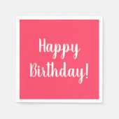 Gelukkige Verjaardag Modern Roze Verjaardagsfeest Servet (Voorkant)
