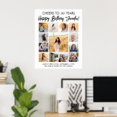 Gelukkige Verjaardag Modern Script Foto Collage Fe Poster (Thuiskantoor)