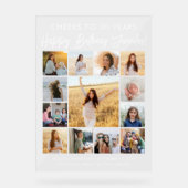 Gelukkige Verjaardag Modern Script Photo Collage P Acryl Bord (Voorkant)