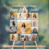 Gelukkige Verjaardag Modern Script Photo Collage P Acryl Bord (Neutraal)