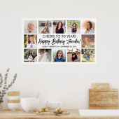 Gelukkige Verjaardag Modern Script Photo Collage P Poster (Keuken)