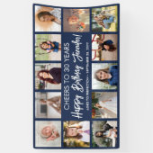 Gelukkige Verjaardag Moderne Fotocollage Marine en Spandoek (Verticaal)