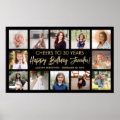 Gelukkige Verjaardag Moderne Fotocollage Zwart en  Poster (Voorkant)