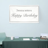 Gelukkige Verjaardag Moderne Minimalist Wit Zwart Spandoek (Beurs)