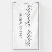 Gelukkige Verjaardag Moderne Minimalist Wit Zwart Spandoek (Verticaal)
